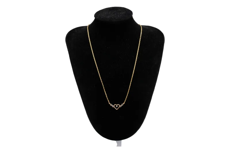 9ct Yellow Gold Cubic Zirconia Heart Necklace 16" 2.3g