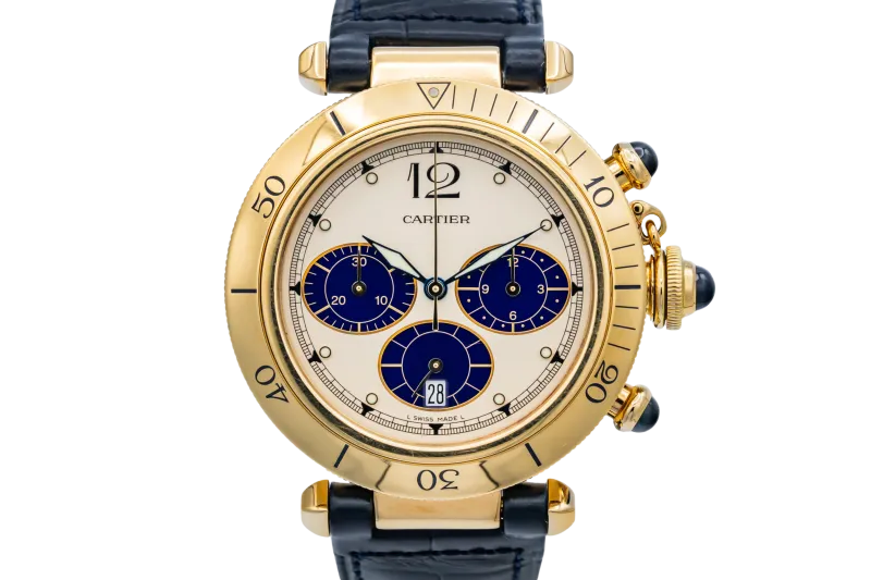 Cartier Pasha de Cartier Chronograph 38mm Dark Blue Leather W3003551/0960 1996