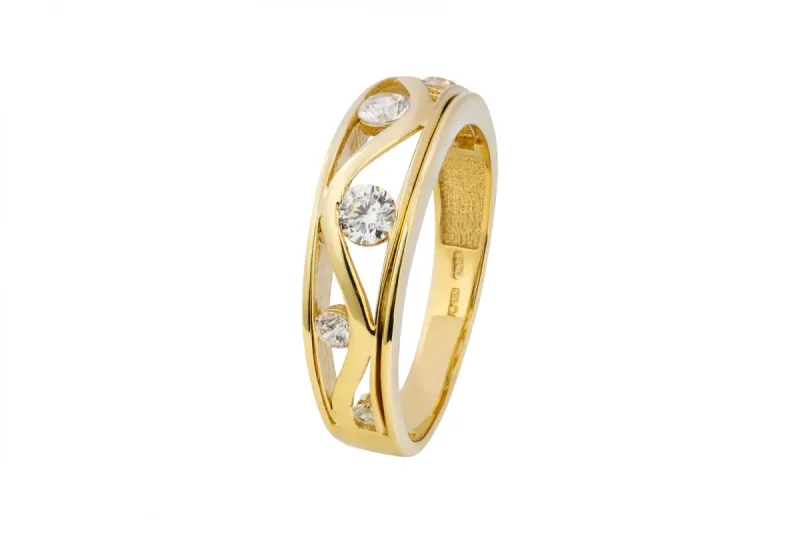 9ct Yellow Cubic Zirconia Ring 2.9g