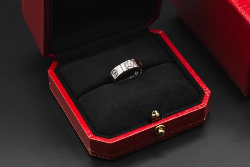 Cartier LOVE Ring  3 Diamonds 18ct White Gold Size 50