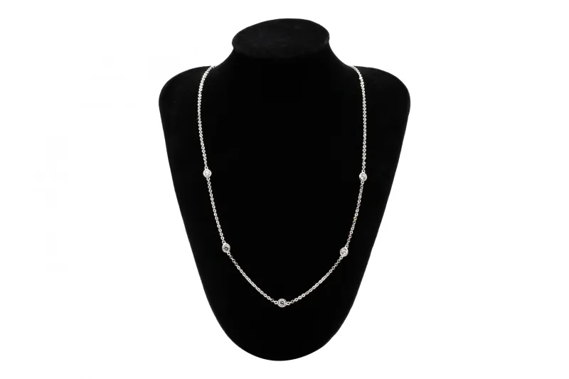 9ct White Gold Cubic Zirconia Necklace 17" 4.1g