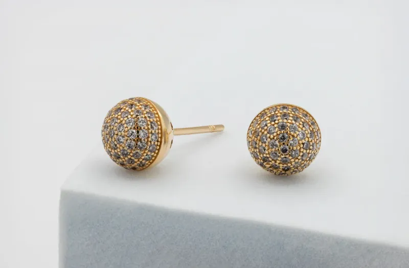 14ct Yellow Gold Cubic Zirconia Ball Stud Earrings 3.1g