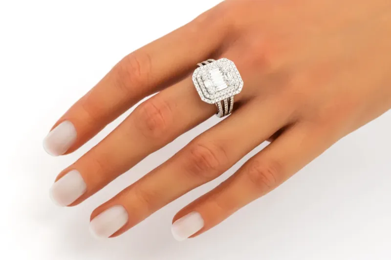 18ct White Gold Diamond Engagement Ring 1.45ct 8.8g