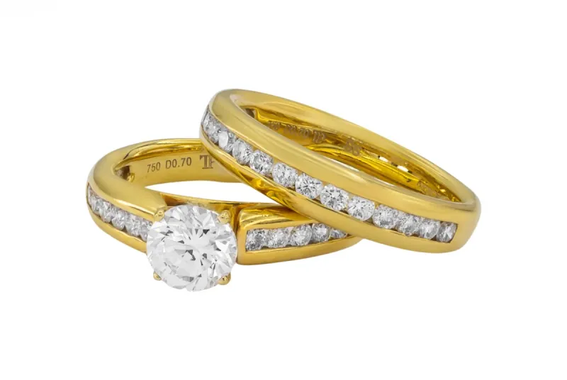 18ct Yellow Gold Engagement Ring  & Band Set 1.60ct GIA Cert