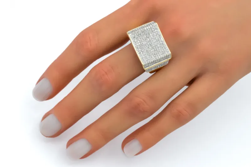 9ct Yellow Gold Micro-Pave Diamond Ring 1.10ct 7.9g
