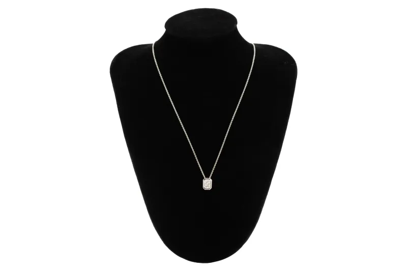 Lab Grown Radiant Cut Diamond Necklace Sterling Silver 1.03ct