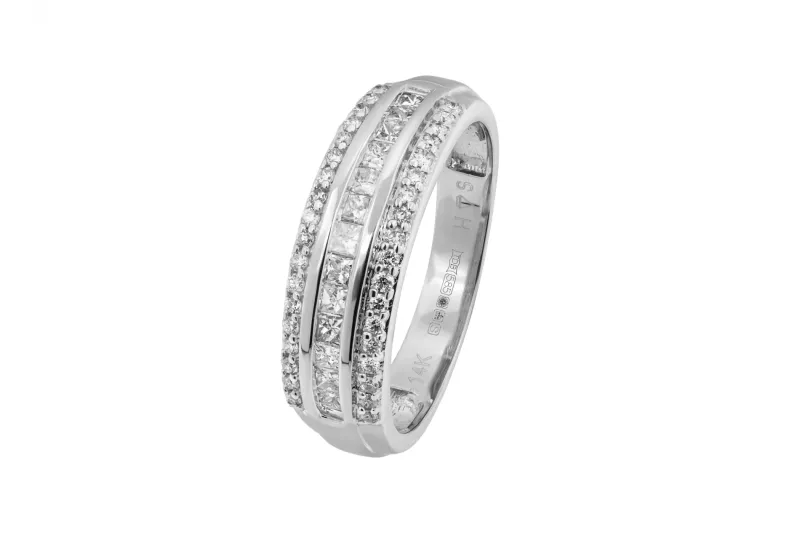 14ct White Gold Princess & Round Diamond Ring 0.75ct