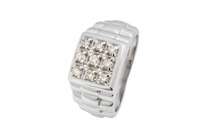 9ct White Gold Diamond Mens Ring 0.50ct 9.4g