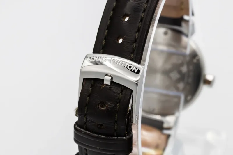 Louis Vuitton Tambour 34mm Brown Leather RC8730 Circa 2000s