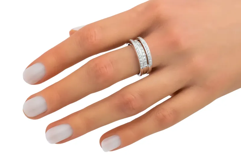 9ct White Gold 3 Row Half Eternity Wedding Ring 0.32ct 4.4g