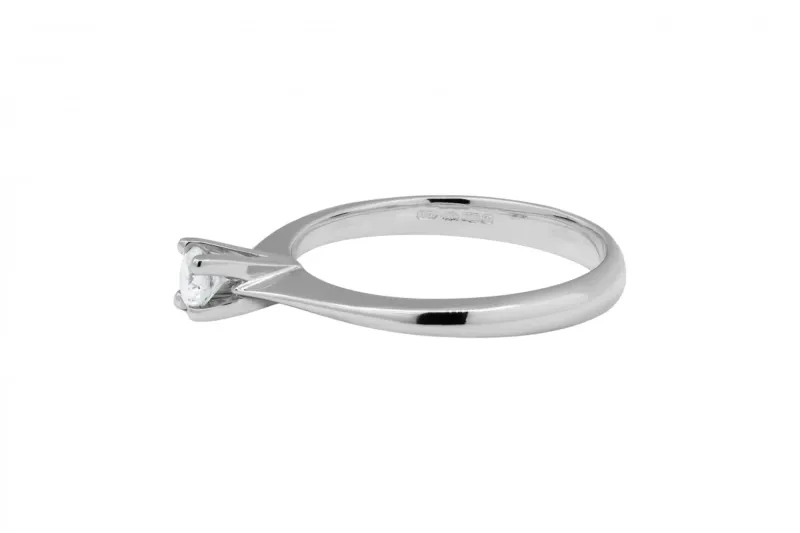 18ct White Gold Petite Solitaire Diamond Ring 0.19ct