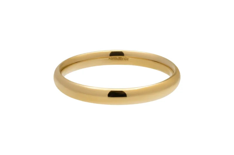 18ct Yellow Gold D-Shape Matte Wedding Band 3mm