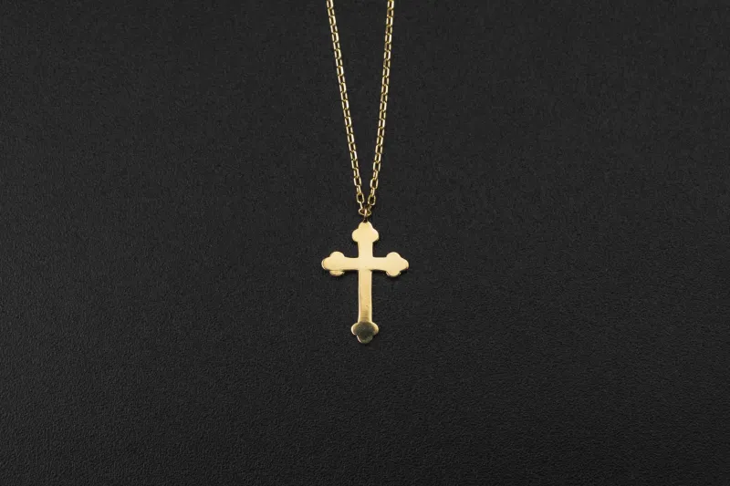 14ct Yellow Gold Cross Necklace 17"