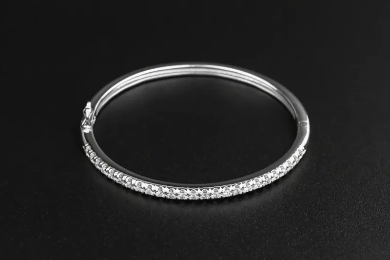 9ct White Gold Diamond Bangle 1.25ct
