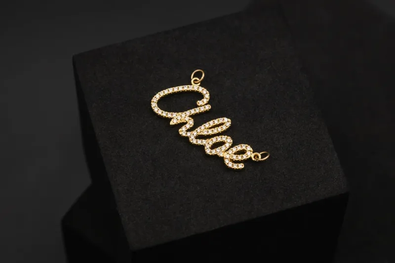 9ct Yellow Gold Diamond Chloe Name Pendant 1.8g