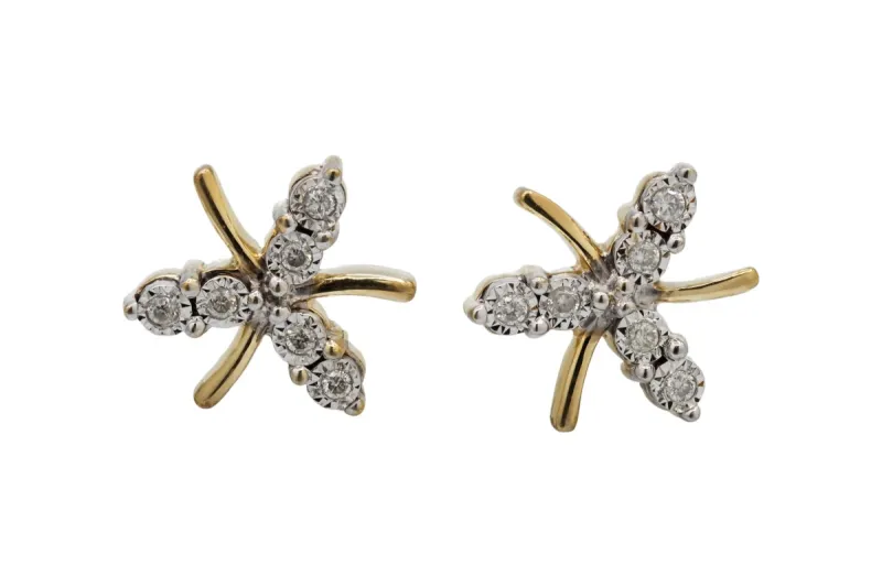 14ct Yellow Gold Starry Diamond Stud Earrings 0.10ct