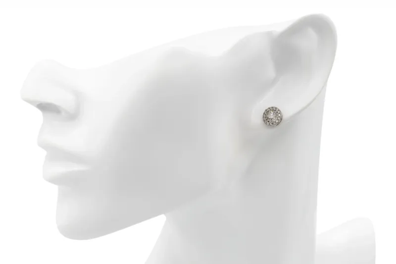9ct White Gold Diamond Halo Stud Earrings 1.48ct