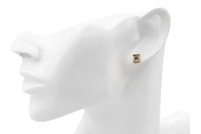 9ct White & Yellow Gold Diamond Stud Earrings  1.5g