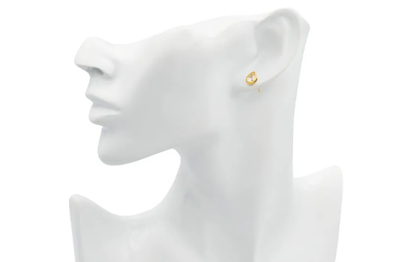Gold Plated Sterling Silver Lab Grown Pear Cut Diamond Stud Earrings 1.06ct