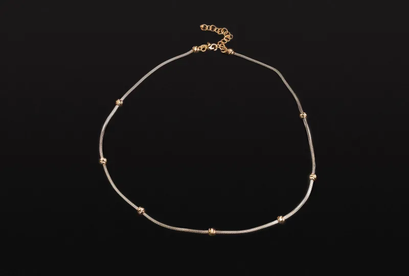 18ct White & Rose Gold Necklace 18" 9.4g