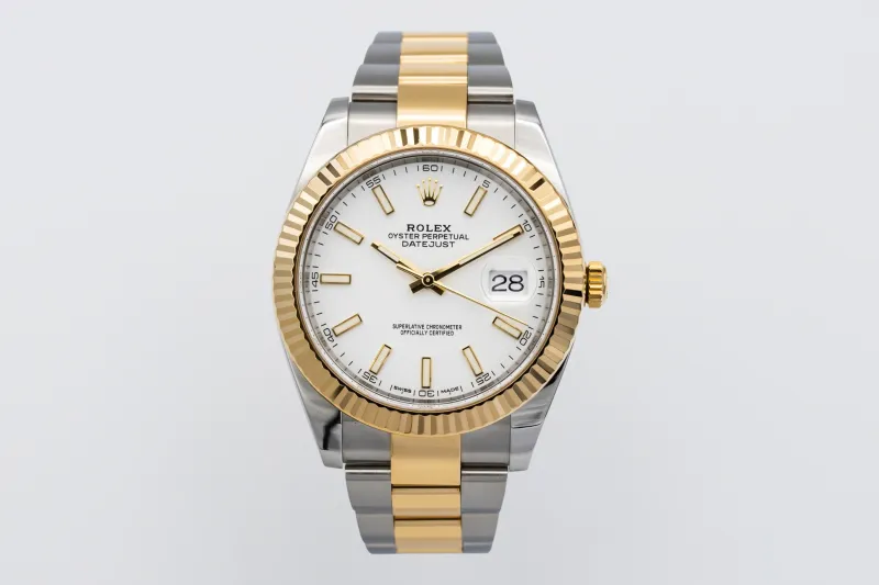 Rolex DateJust 41mm Steel & 18ct Yellow Gold White Oyster 126333 2017
