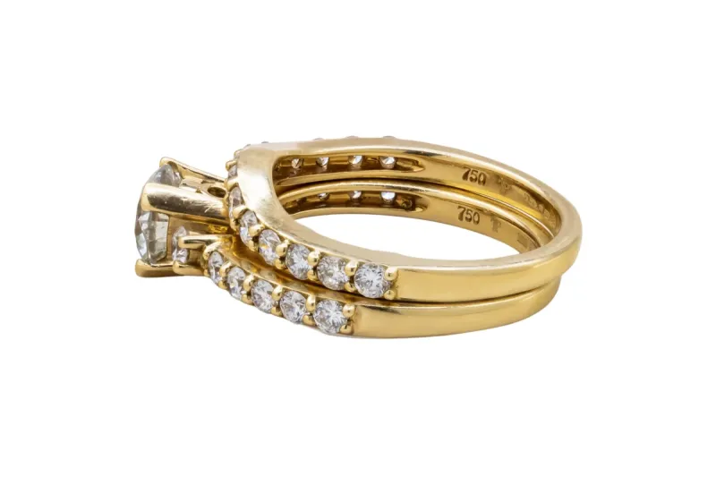 18ct Yellow Gold Diamond Engagement Ring & Wedding Set 2ct