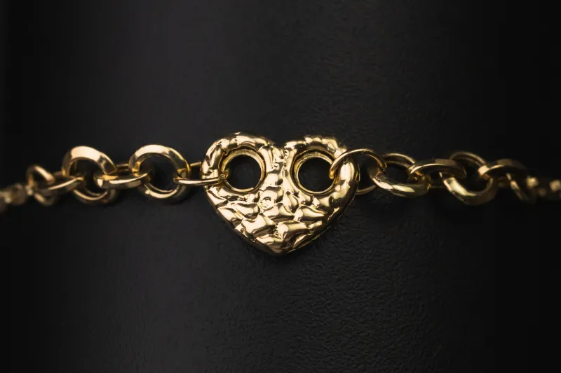 14ct Yellow Gold Heart Bracelet 8" 2.9g