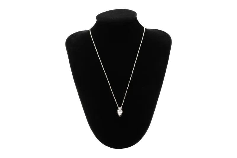 Sterling Silver Lab Grown Marquise Cut Diamond Necklace 1.08ct
