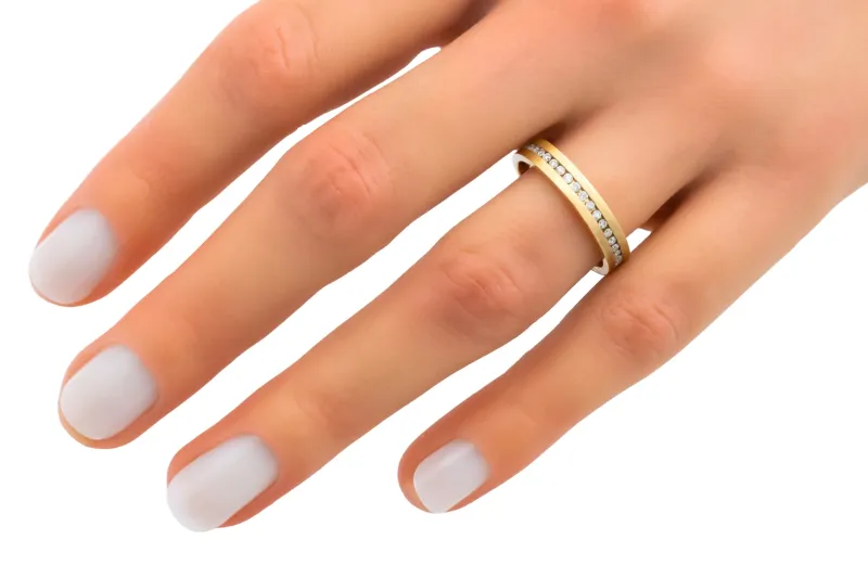 14ct Yellow Gold Satin Channel Set Diamond Wedding Band 0.50ct