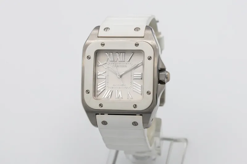 Cartier Santos 100 Midi 33mm White Rubber 2878 Circa 2010