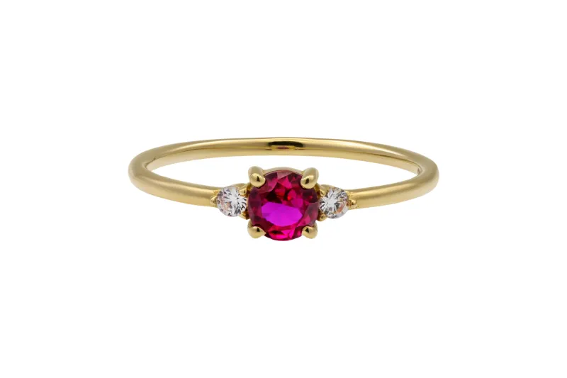 14ct Yellow Gold Brilliant Cut Pink and White Cubic Zirconia Ring 1.50g