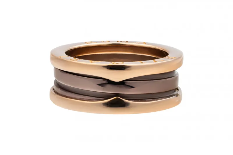 Bulgari B Zero 1 Ring Ceramic 18ct Rose Gold Size 54