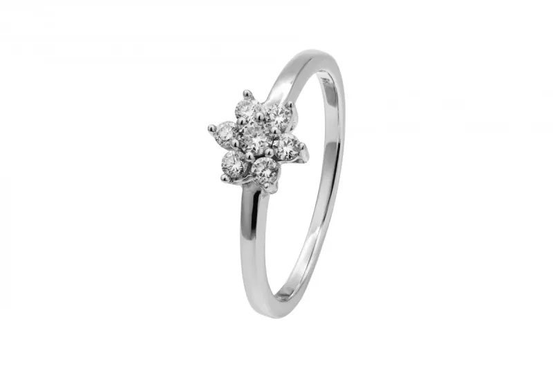 9ct White Gold Diamond Flower Set Ring 0.30ct