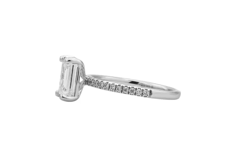 Platinum Emerald Cut 1.57ct E VVS2 IGI Lab Diamond Engagement Ring
