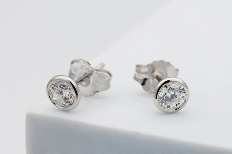 Sterling Silver Lab Grown Brilliant Cut Diamond Stud Earrings 1.12ct