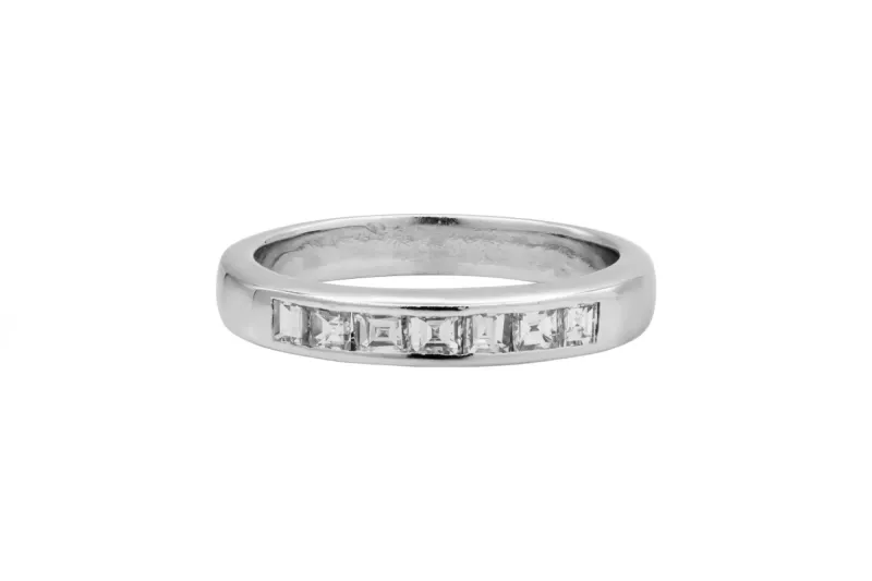 Platinum Eternity Step Cut Diamond Ring 0.35ct 4.9g