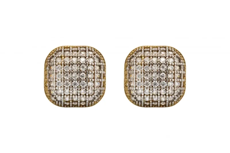 9ct Yellow Gold Cubic Zirconia Radiant Stud Earrings