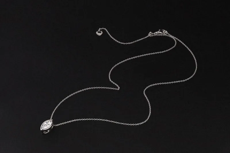 Sterling Silver Lab Grown Marquise Cut Diamond Necklace 1.08ct