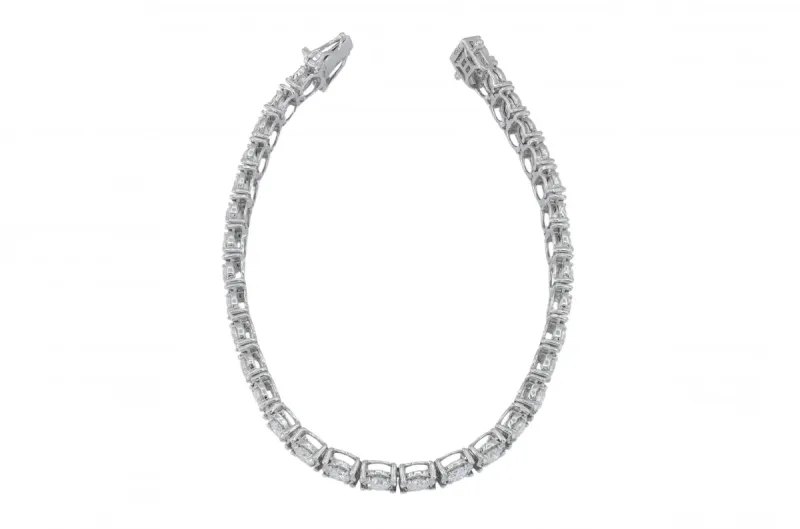 18ct White Gold Round Brilliant Diamond Tennis Bracelet 1.93ct