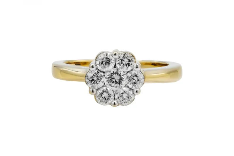 14ct Yellow Gold Flower Diamond Ring 0.70ct 4g