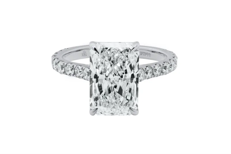 18ct White Gold Lab Grown Radiant Cut Diamond Ring 4.23ct