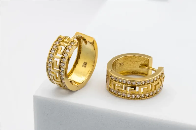 9ct Yellow Gold Cubic Zirconia Huggie Earrings 6.3g