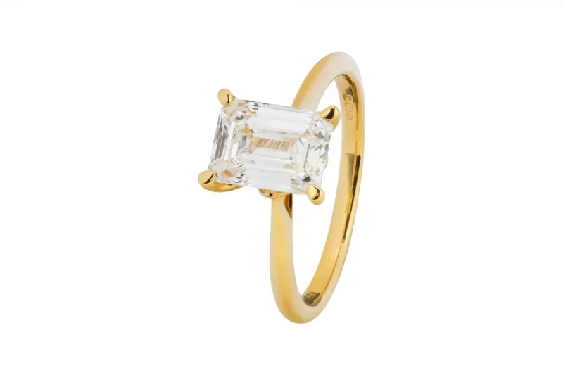 18ct Yellow Gold LAB Diamond Emerald Engagement Ring 1.83ct IGI Certified