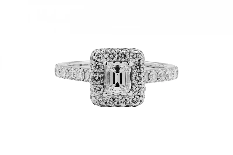 14ct White Gold Emerald Cut Engagement Ring 1.39ct 4.2g