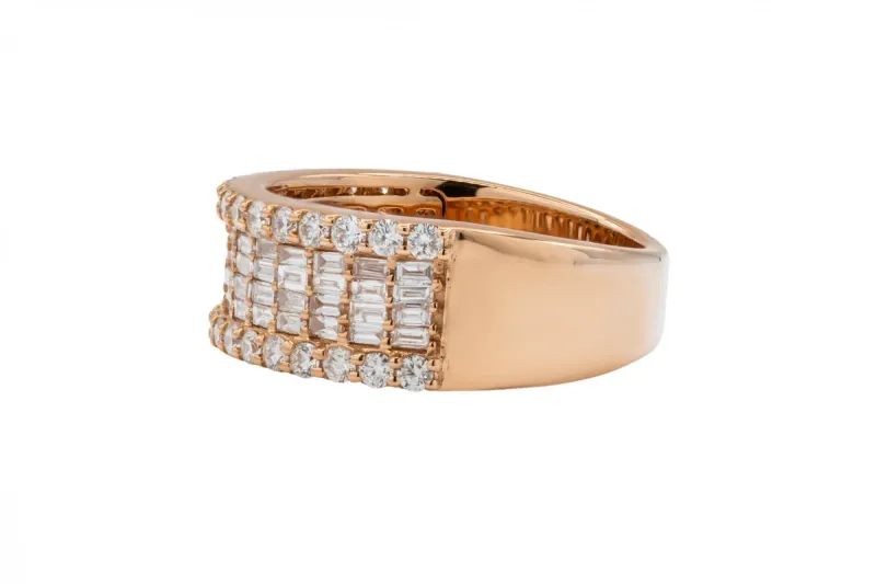 18ct Rose Gold Round Brilliant Diamond Mens Ring 1.35ct