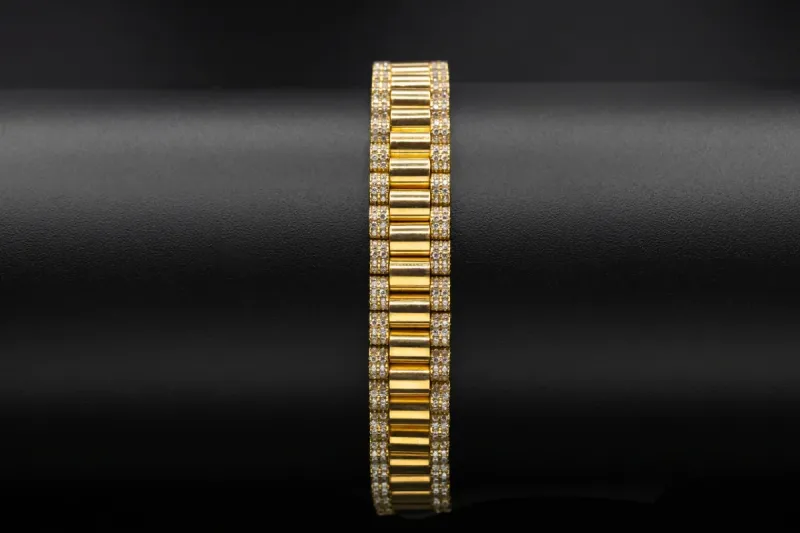 9ct Yellow Gold Cubic Zirconia Presidential Bracelet 25g