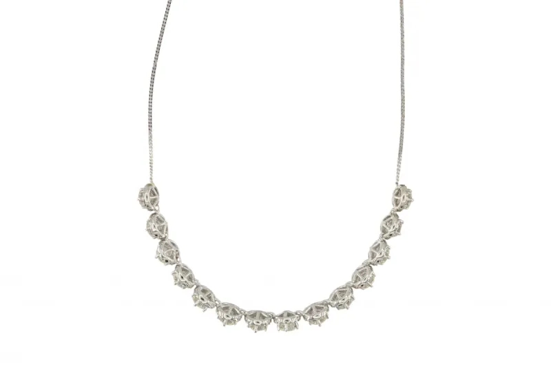 18ct White Gold Diamond Halo Statement Necklace 7.80ct