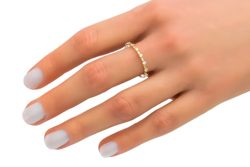 14ct Yellow Gold Brilliant Cut Cubic Zirconia Eternity Ring 1g