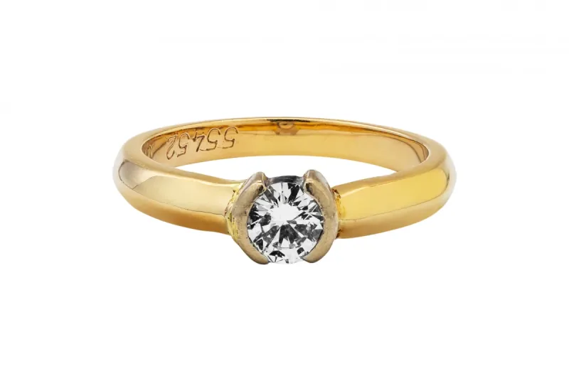14ct Yellow Gold Round Brilliant Diamond Solitaire Ring 0.60ct