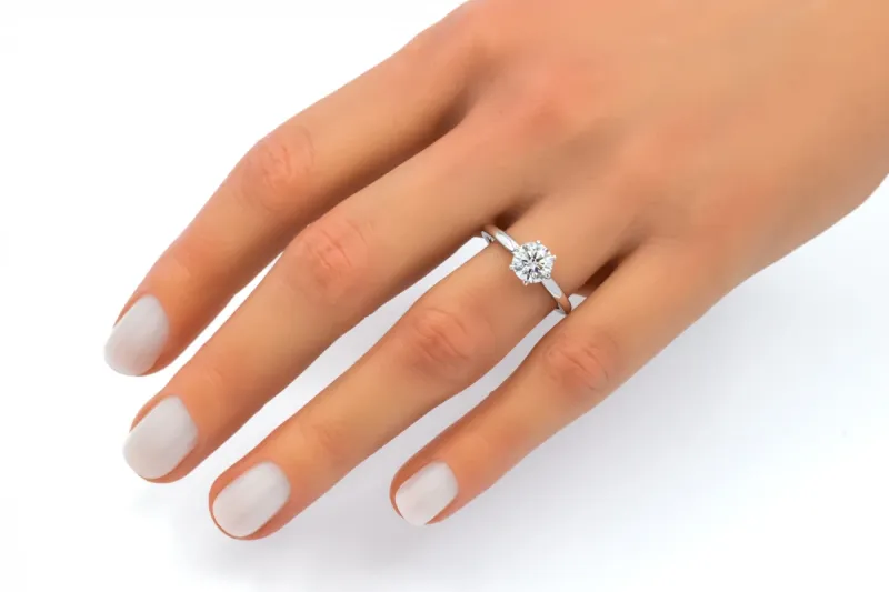18ct White Gold Round Lab Diamond Engagement Ring 1.00ct GIA Certified